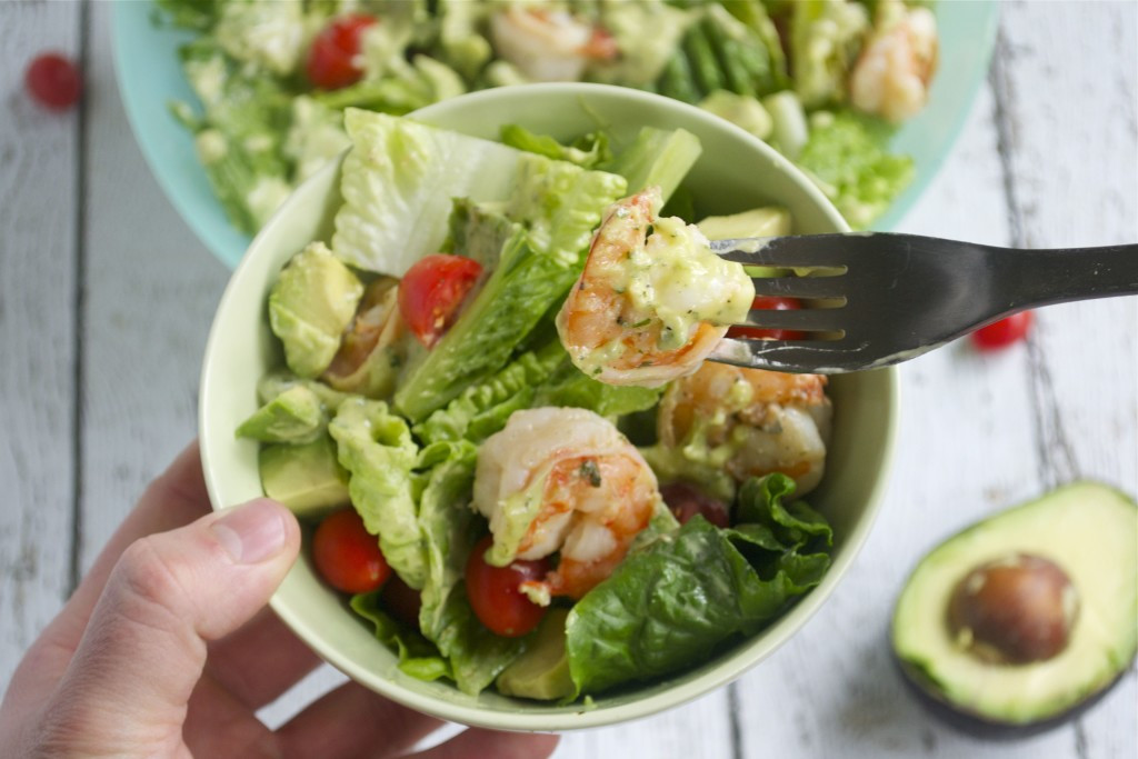 Shrimp Salad Dressings
 Cilantro Lime Shrimp Salad with Avocado Dressing GF DF SF
