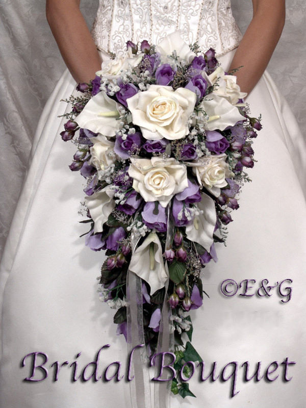 Silk Wedding Flower Packages
 bridal bouquet package silk flowers cascade bridesmaid