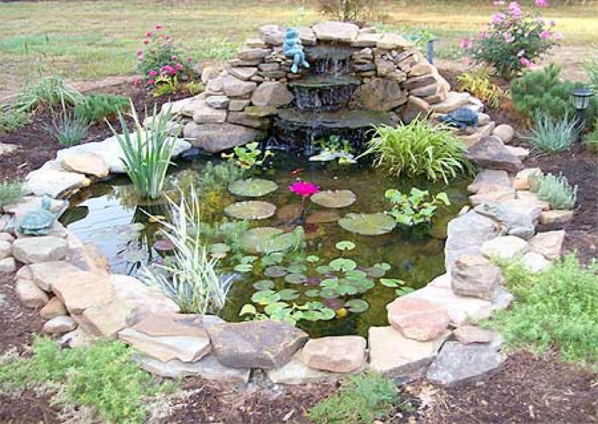 Small Backyard Ponds
 Small garden pond with cascading fountain