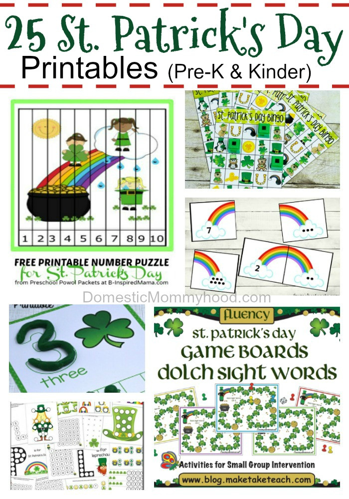 St Patrick's Day Activities For Pre K
 Free Preschool Kindergarten St Patrick s Day Printables