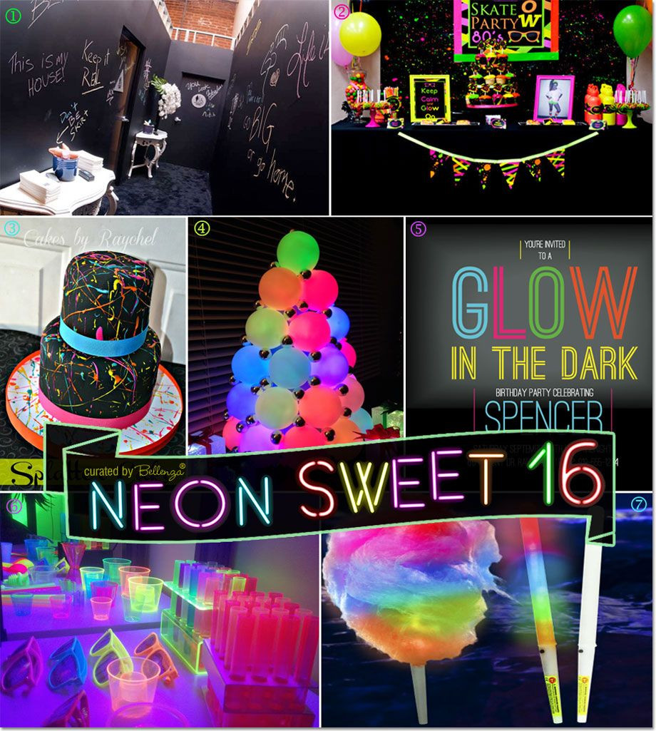 Sweet 16 Birthday Pool Party Ideas
 Neon Glow in the Dark Sweet 16 Party Theme Ideas
