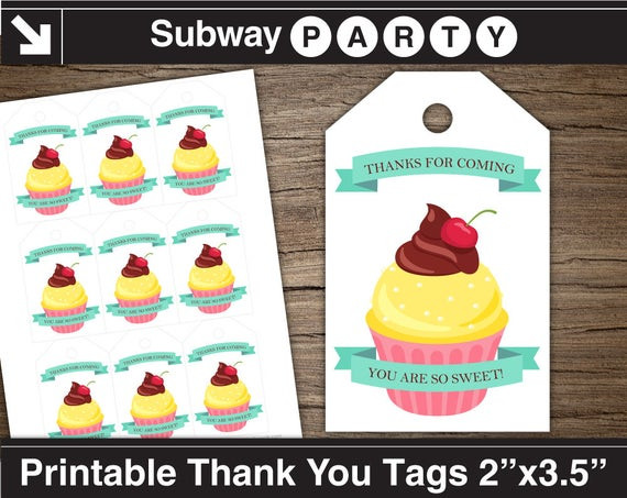 Thank You For Coming To My Party Gift Ideas
 Printable Cupcake Party Thank You Tags Favor Bag Labels