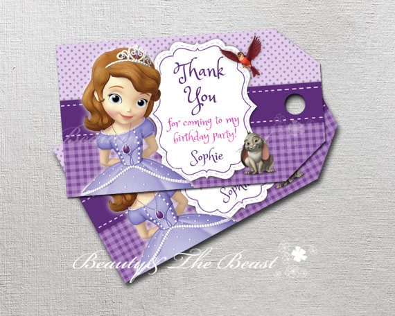 Thank You For Coming To My Party Gift Ideas
 Personalized Sofia the First Thank you Tags Sophia Gift