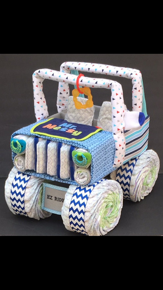 Unique Baby Shower Gift Ideas For Boy
 Jeep baby diaper jeep diaper cake boy diaper