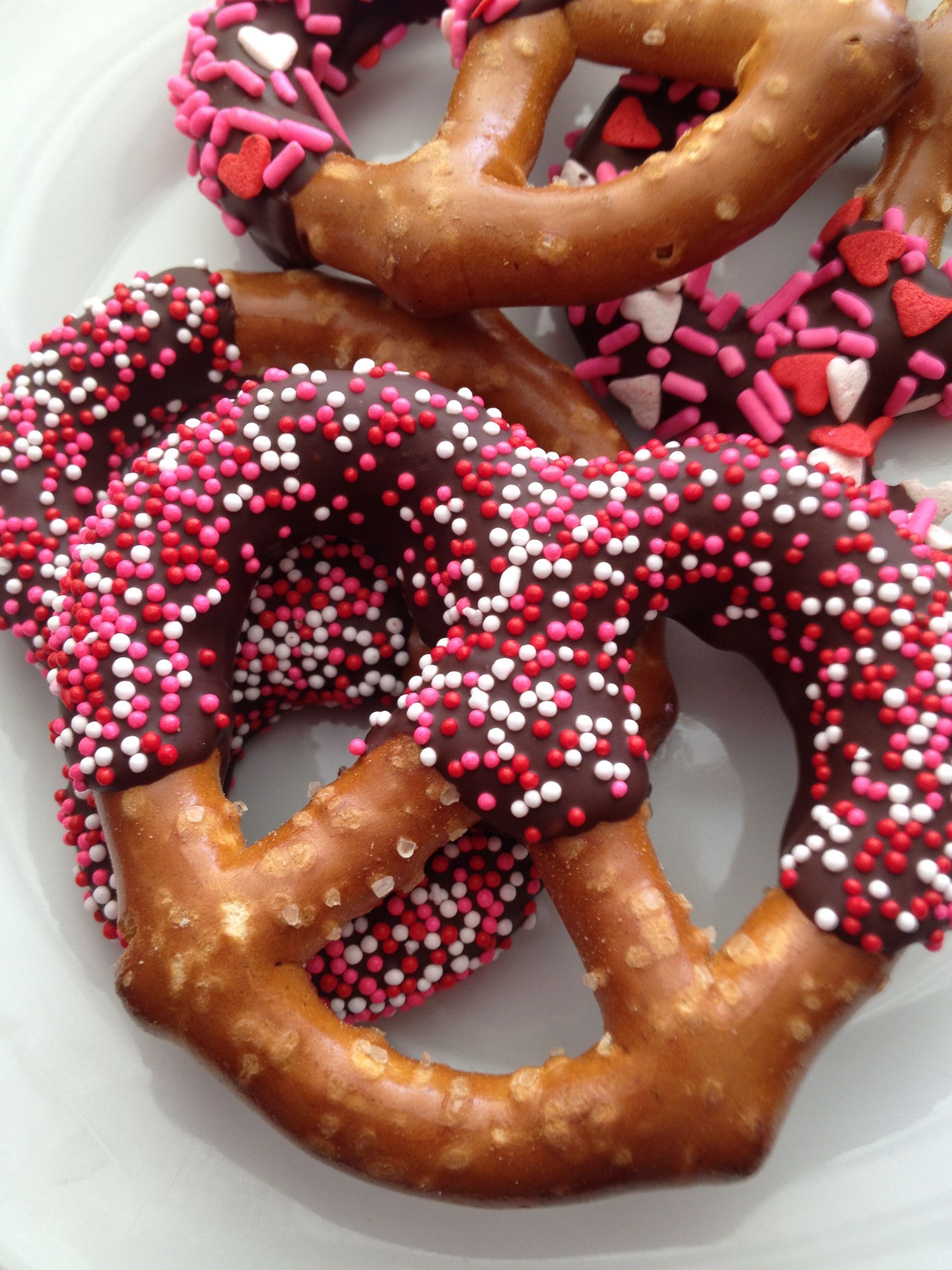Valentine Day Pretzels
 chocolate covered pretzels – sally s baking addiction