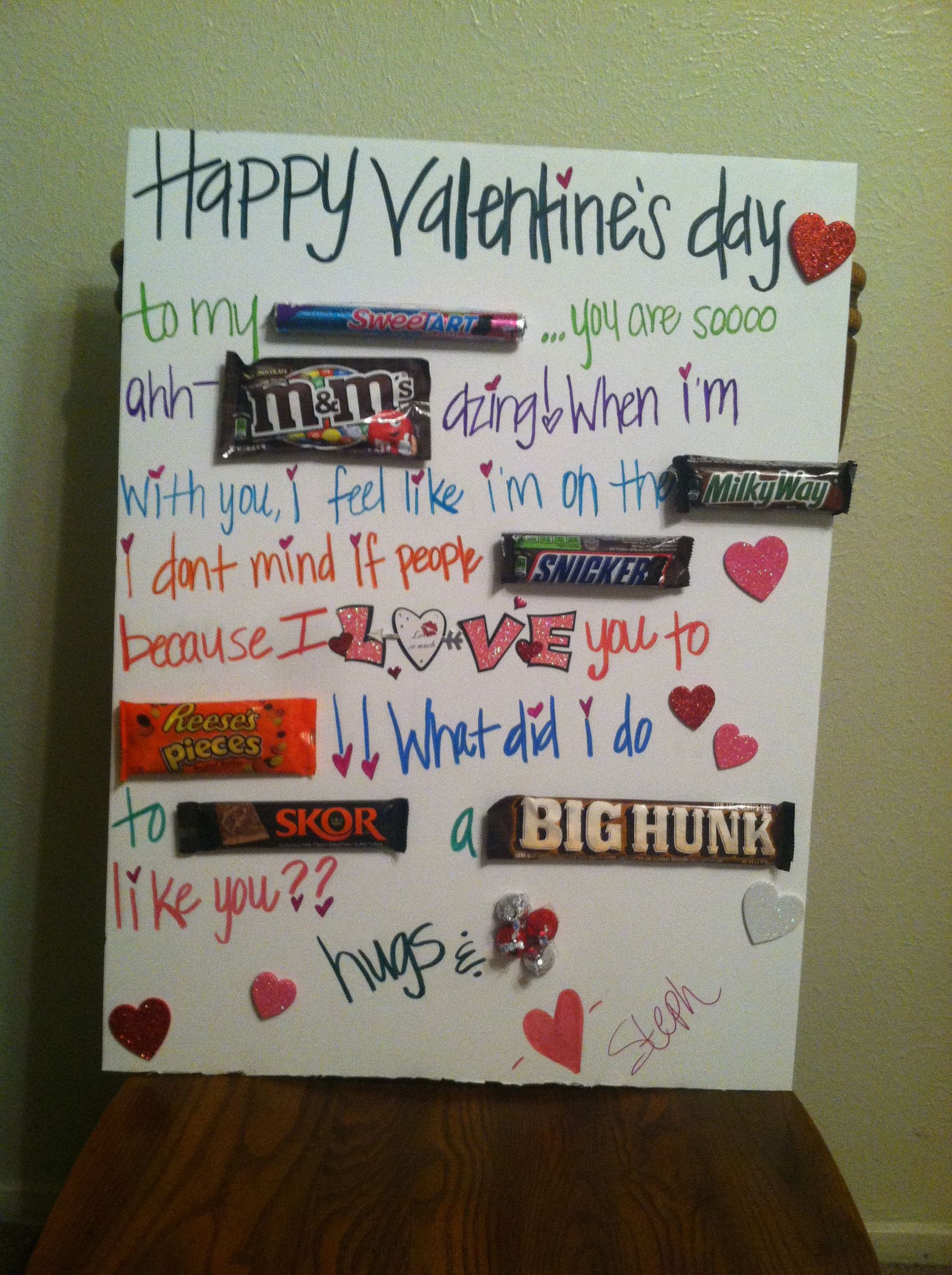 Valentines Day Card With Candy
 My Candy Bar Poster for my Hunny for Valentine s Day