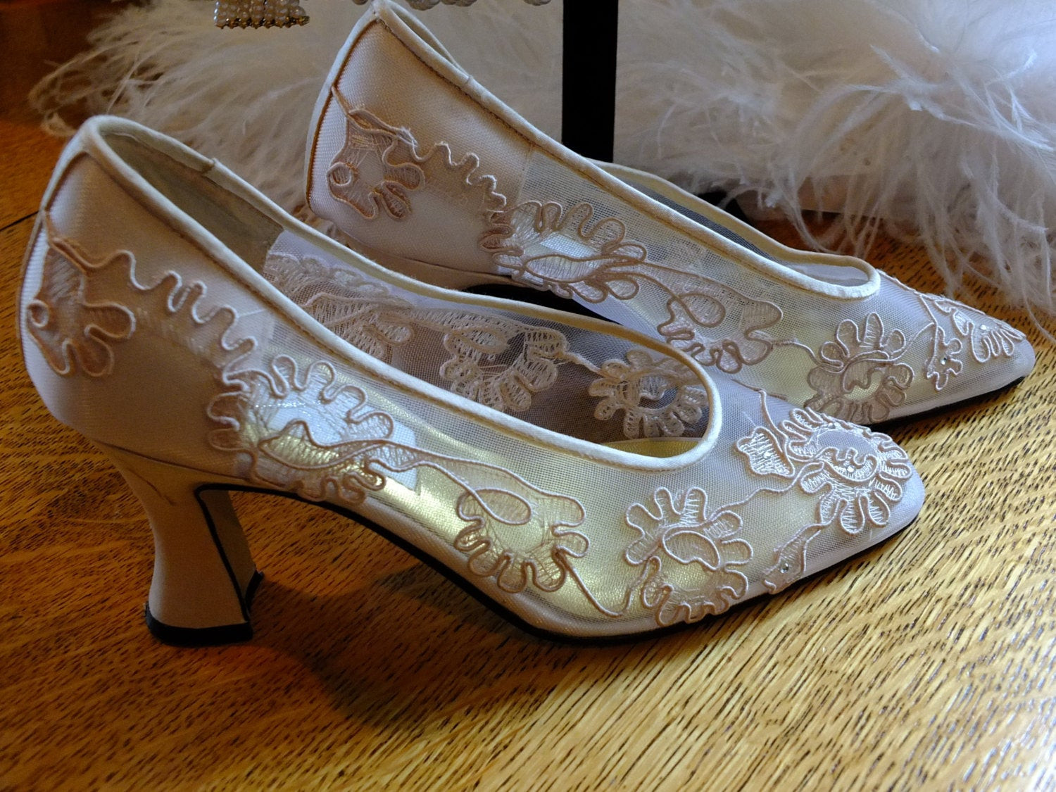 Vintage Lace Wedding Shoes
 Lace wedding shoes sz 9 vintage bridal by RetroVintageWeddings