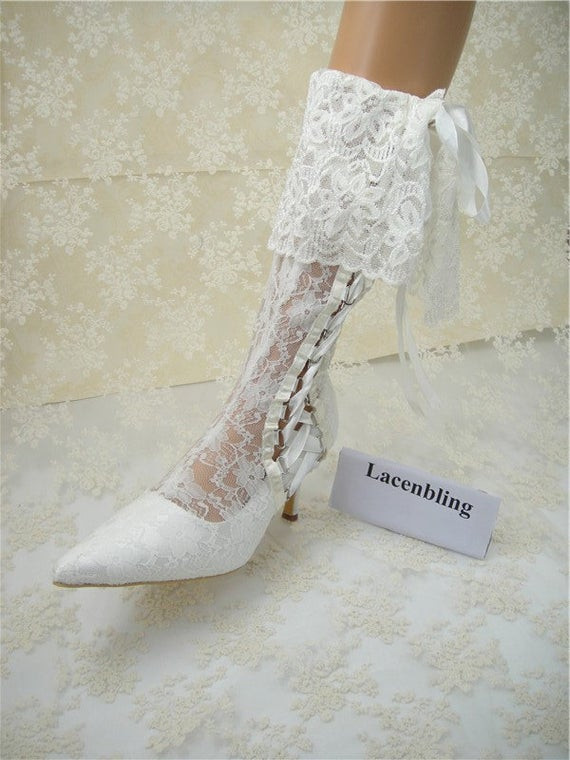 Vintage Lace Wedding Shoes
 Wedding Shoes Vintage Lace Bridal Boots Lace Bridal by