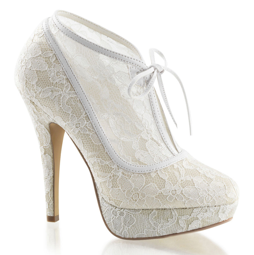 Vintage Wedding Shoes For Bride
 Ivory f White Lace Bridal Vintage Victorian Wedding