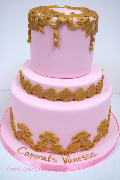 Wedding Cakes Nj
 Engagement Cakes NJ Elegant Pink and Gold Custom Cakes