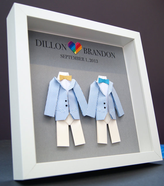 Wedding Gift Ideas For Gay Couple
 Personalized Gay Same LGBT Wedding Marriage Engagement