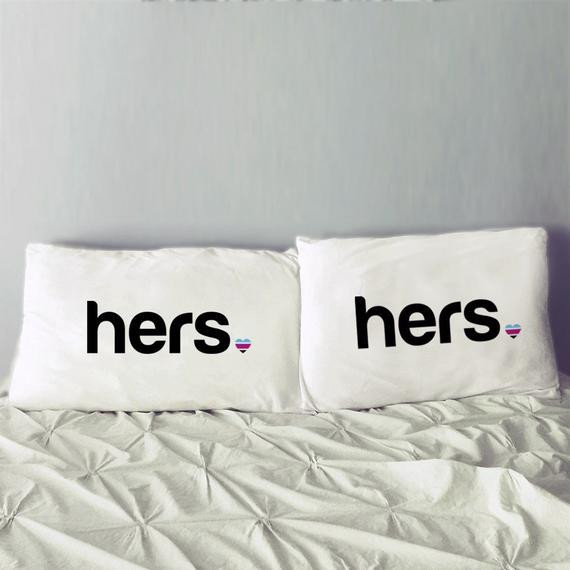 Wedding Gift Ideas For Gay Couple
 Lesbian Gift Hers and Hers Pillows Lesbian Wedding Gift