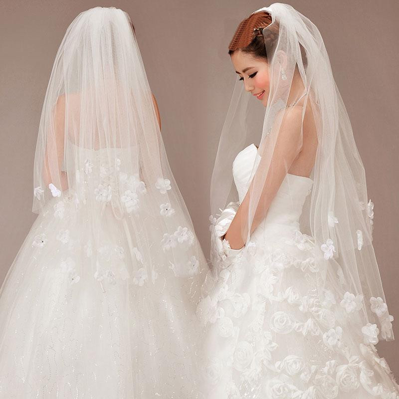 Wedding Veils Accessories
 New Sale Romantic Cheap White Flower Wedding Veils