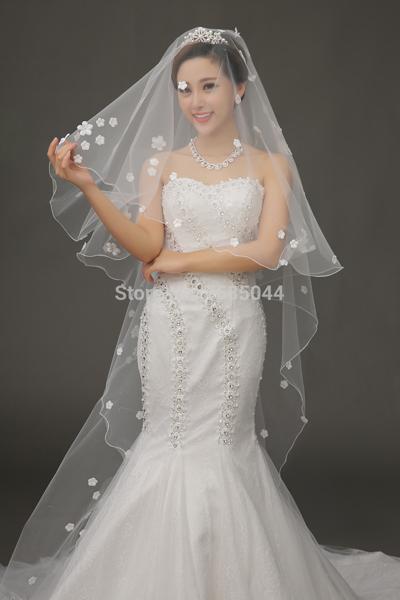 Wedding Veils Accessories
 Free Shipping In Stock 2015 Ivory Bridal Veil e Layer