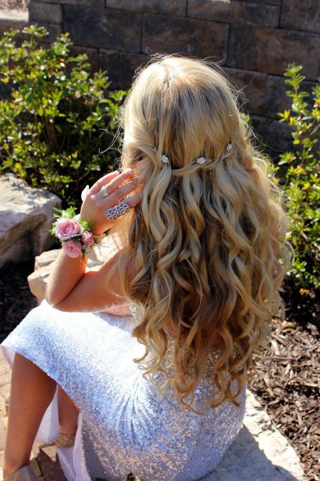 Winter Formal Hair Ideas
 Prom hair waterfall braid with curls Prom