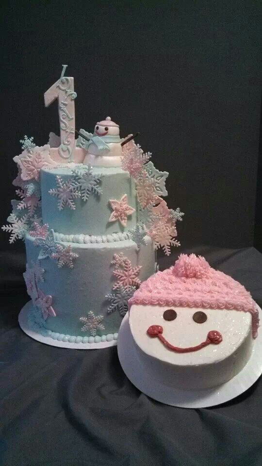 Winter Onederland Birthday Cake
 Winter ONEderland cake and snow girl smash cake Created