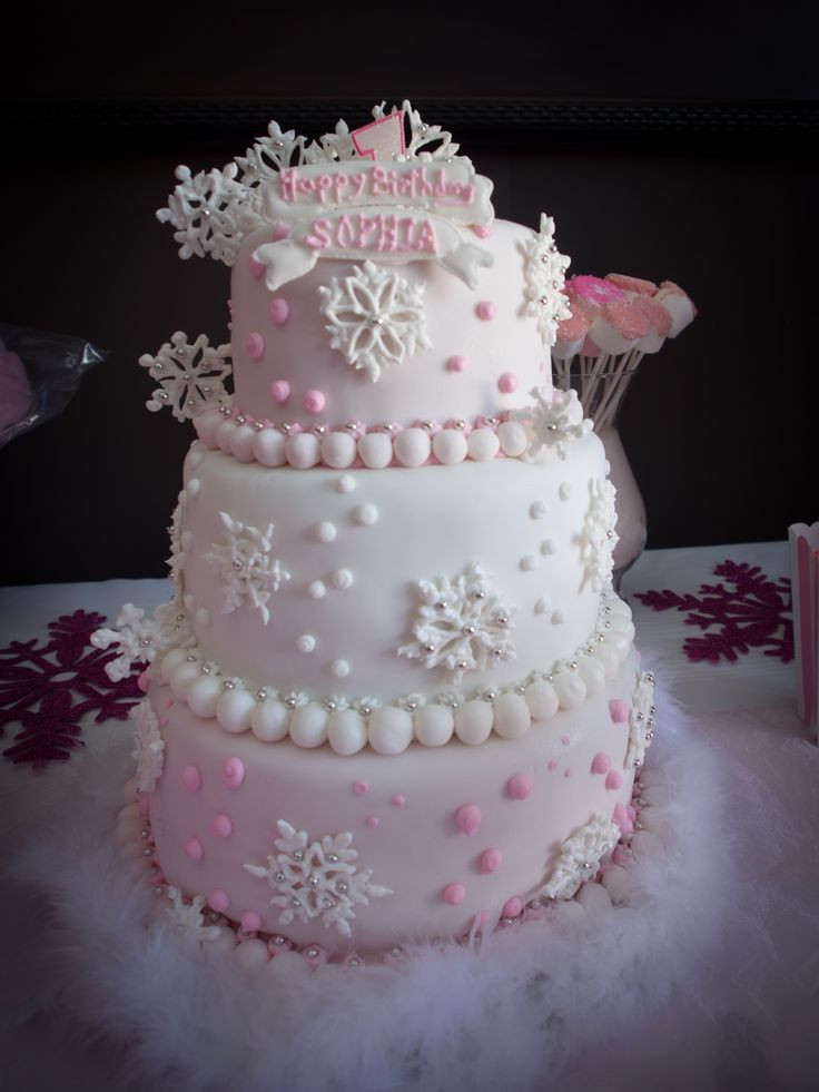 Winter Onederland Birthday Cake
 Sophia s winter ONEderland first birthday pink and white