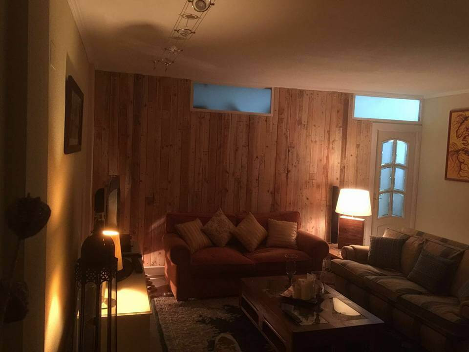 Wooden Wall Designs Living Room
 Pallet Wood Wall Paneling Stairway and Living Room