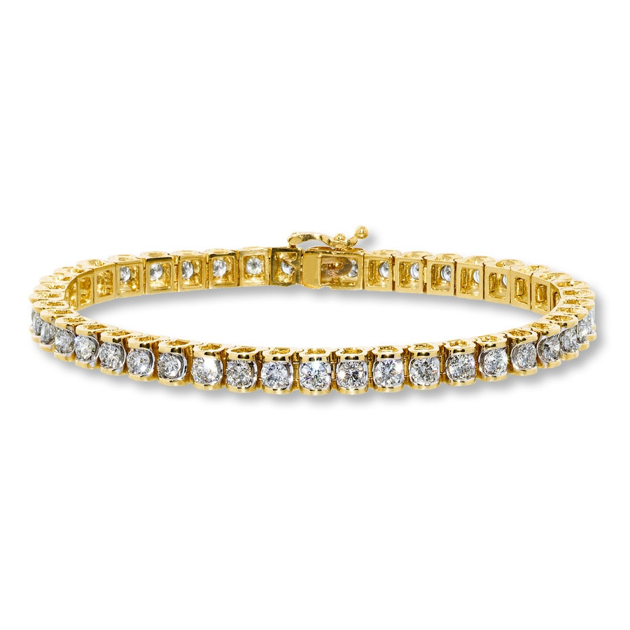 14k Gold Diamond Bracelet
 Diamond Bracelet 5 ct tw Round cut 14K Yellow Gold