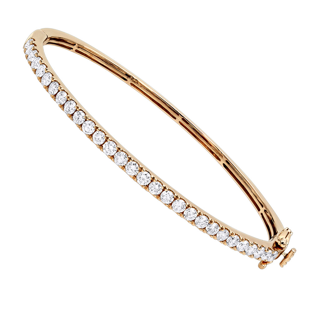 14k Gold Diamond Bracelet
 Solid 14K Gold Diamond Bangle Bracelet for Women 2ct by