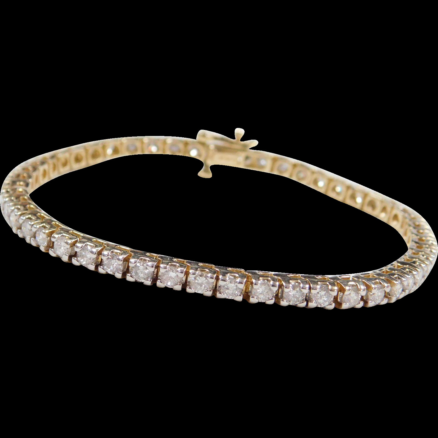 14k Gold Diamond Bracelet
 3 50 ctw Diamond Tennis Bracelet Vintage 14k Gold 7