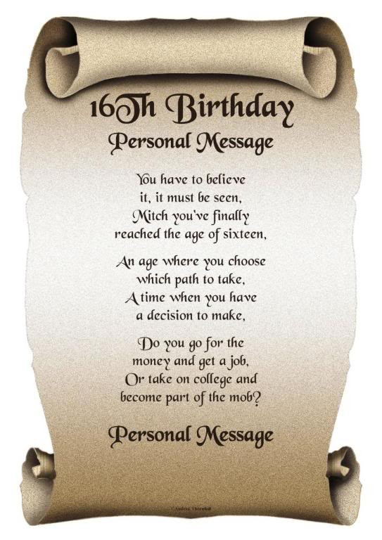 16Th Birthday Quotes For Son
 16th Birthday Quotes And Poems QuotesGram