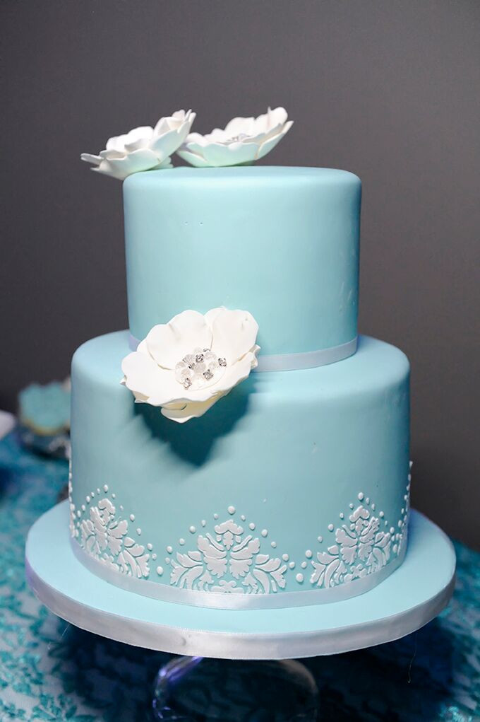 2 Layer Wedding Cakes
 Turquoise Two Tier Wedding Cake