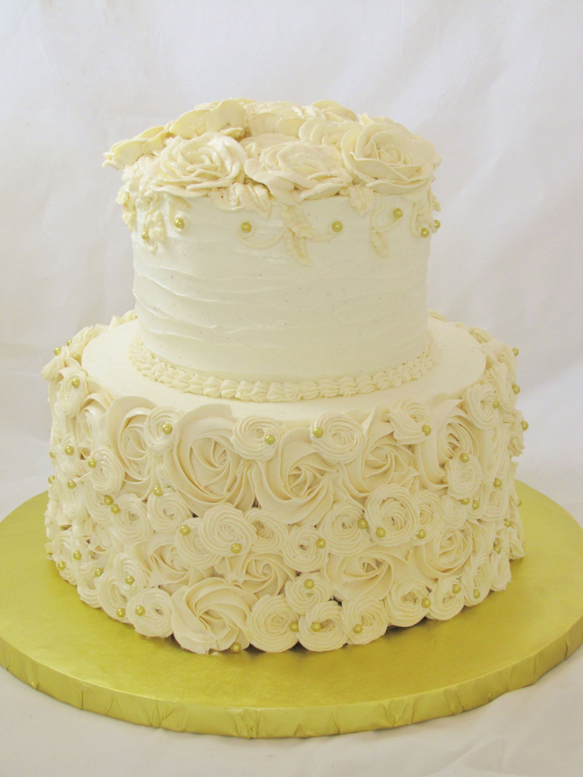 2 Layer Wedding Cakes
 Round Piped Buttercream Wedding Cake CakeCentral