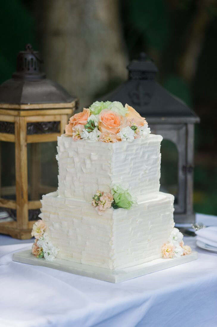 2 Layer Wedding Cakes
 Two Tier Square White Wedding Cake