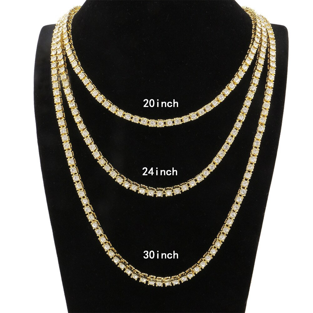 20 Inch Necklace Chain
 Hiphop 1 Row 5mm Round Cut Tennis Necklace Chain 20inch