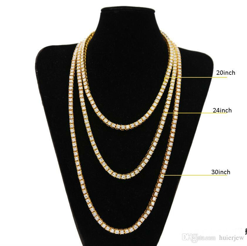 20 Inch Necklace Chain
 line Cheap Gold Chain For Men Hip Hop Row Simulated