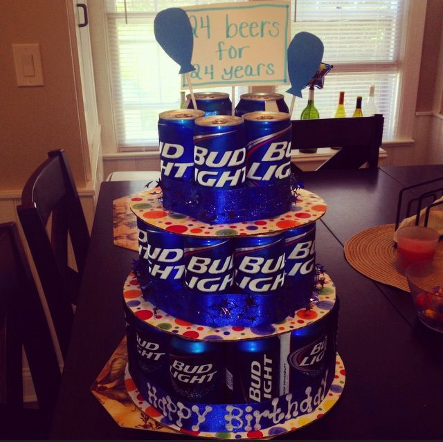 24Th Birthday Party Ideas
 Beer cake 24th birthday 24 beers for 24 years 12oz cans
