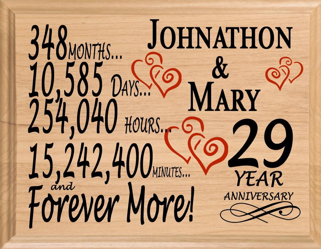 29Th Wedding Anniversary Gift Ideas
 29 Year Anniversary Gift Sign Personalized 29th Wedding