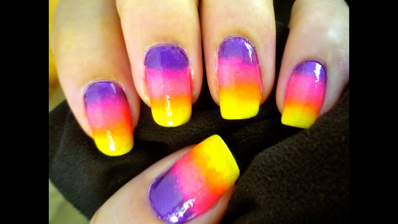 3 Color Nail Designs
 Ombre Nails Rainbow Gra nt Nail Art using only 3 colors