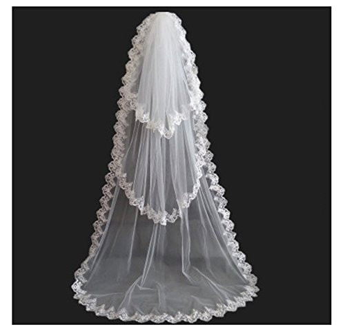 3 Tier Cathedral Wedding Veils
 AliceHouse Women s 3T 3 Tier Lace Chapel Bridal Wedding
