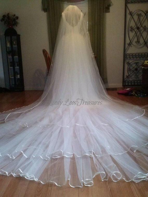 3 Tier Cathedral Wedding Veils
 Three Tier Stunning White Cathedral Length Veil bridal