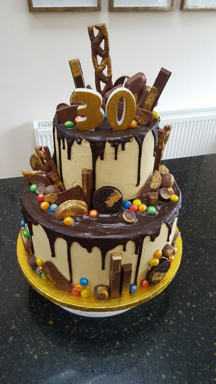30th Birthday Cakes For Him
 Two tier chocolate drip 30th birthday cake