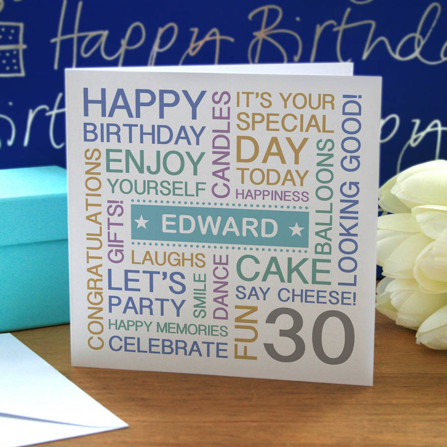 30th Birthday Cards
 personalised 30th birthday card by a type of design