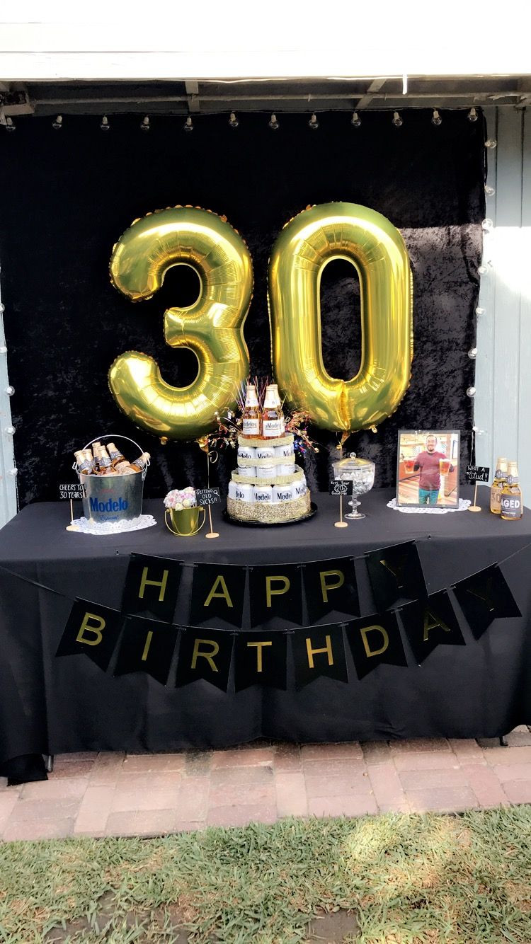 30th Birthday Decorations For Him
 30th birthday party ideas men black and gold party beer