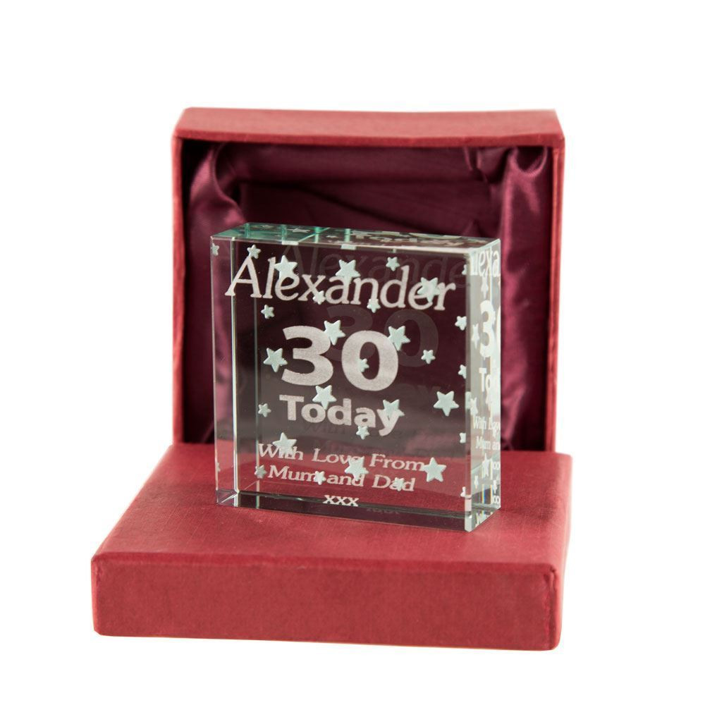 30th Birthday Gift Ideas For Men
 Personalised 30th Birthday Glass Jade Block Mens Landmark