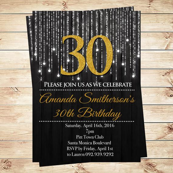 30th Birthday Party Invitations
 Elegant 30th Birthday Party Gold and Black by