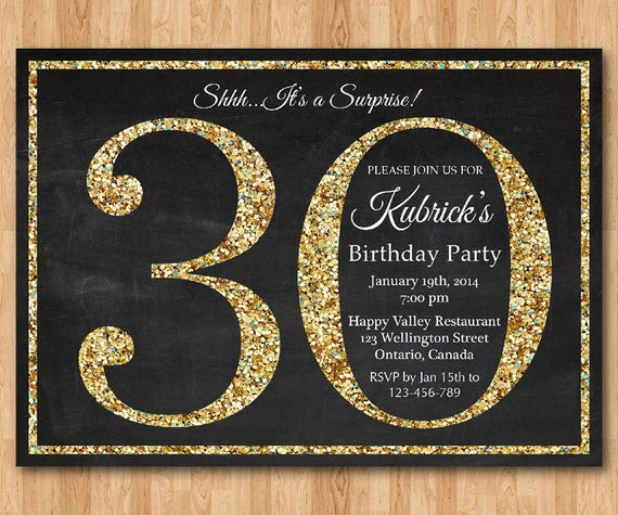 30th Birthday Party Invitations
 30th birthday invitation Gold Glitter Birthday Party invite
