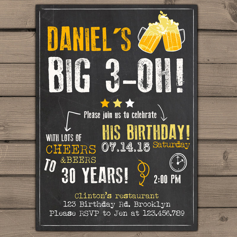 30th Birthday Party Invitations
 30th Birthday Invitation Surprise Party Cheers and beers