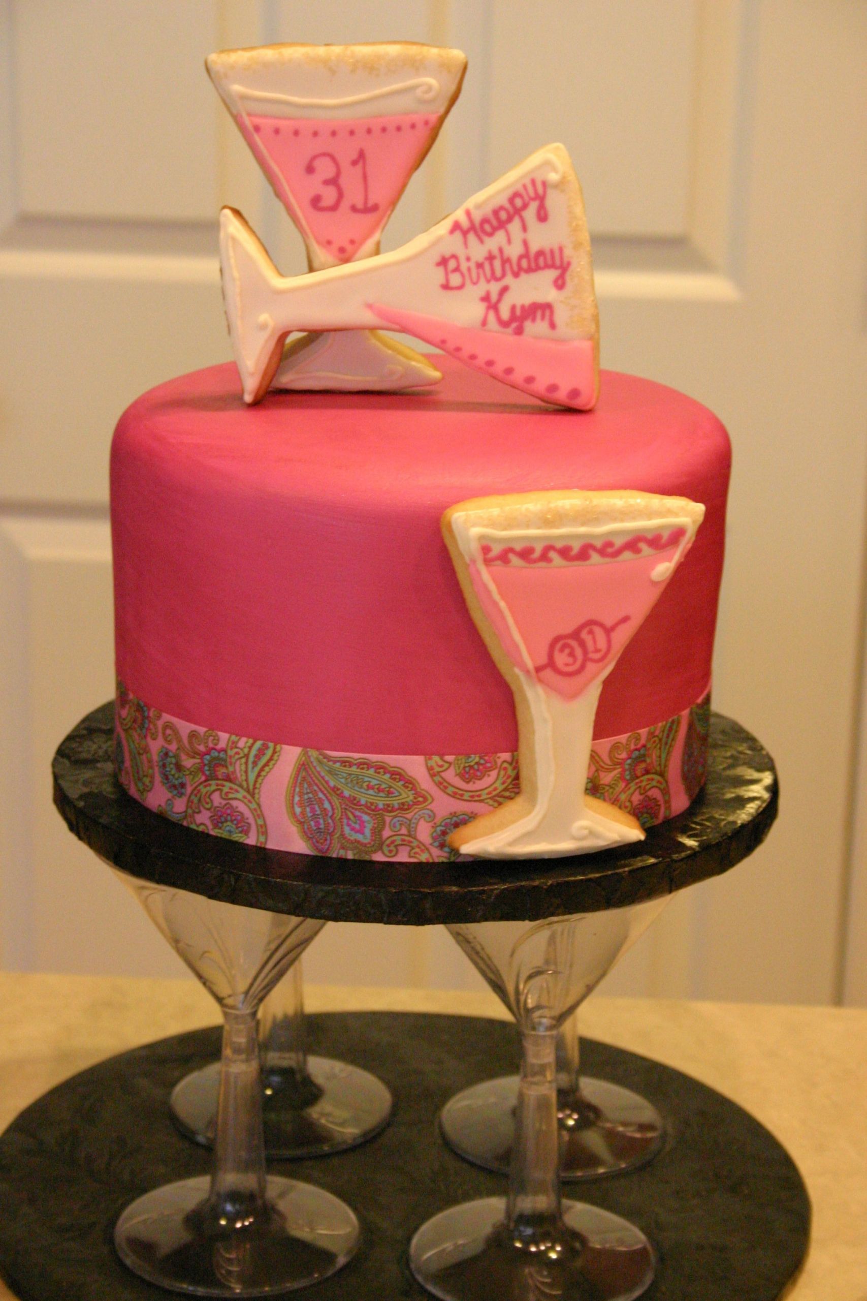 31St Birthday Gift Ideas For Her
 Pink and Magenta Martini themed Cake The client wanted a