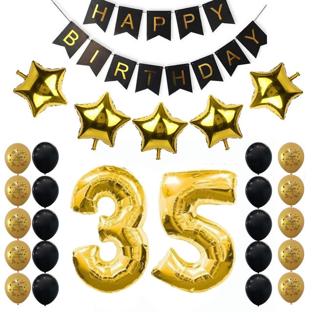 35 Year Old Birthday Party Ideas
 Amawill Gold Black Kit 35th Birthday Party Decoration Sets