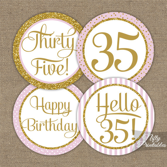 35th Birthday Decorations
 35th Birthday Cupcake Toppers Pink Gold Nifty Printables