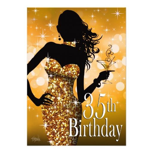 35th Birthday Decorations
 Bring the Bling Sparkle 35th Birthday gold Card