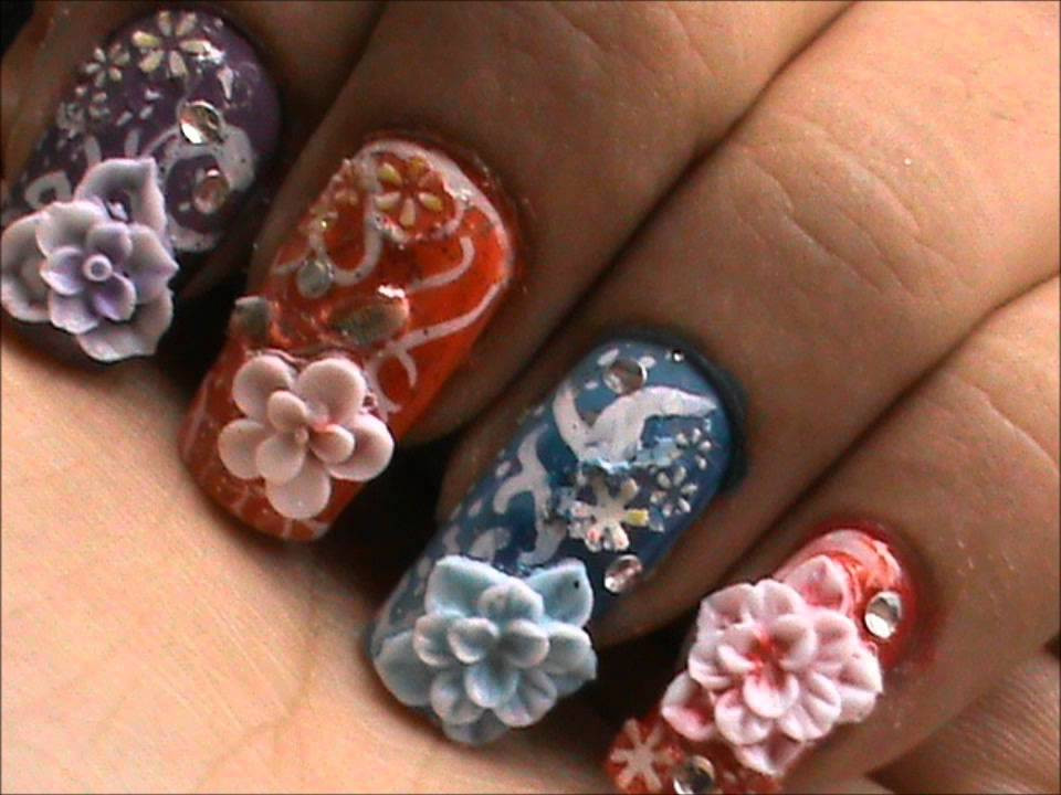 3d Flower Nail Designs
 51 Very Beautiful 3d Flowers Nail Art Designs