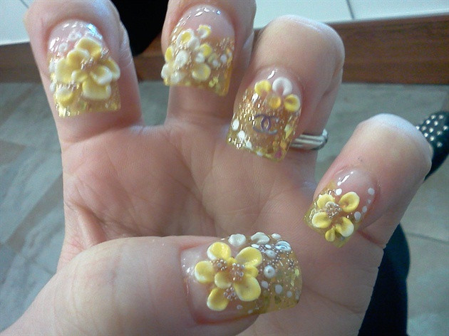 3d Flower Nail Designs
 3d yellow flowers nail art Nail Art Gallery