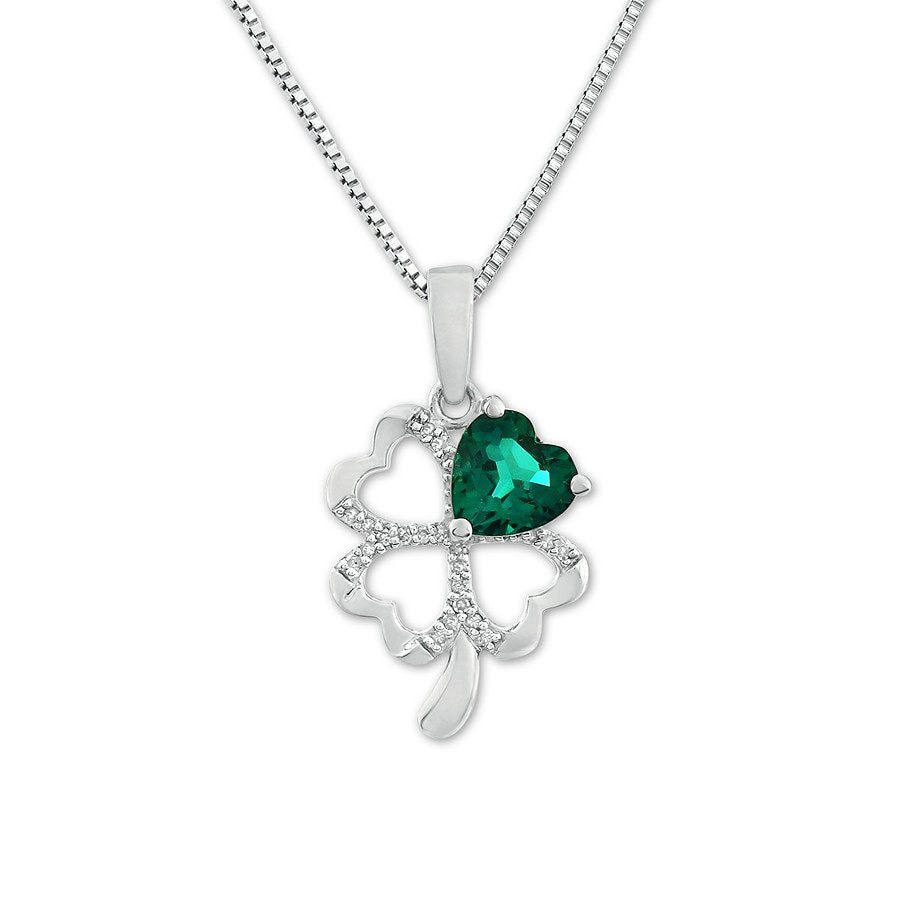 4 Leaf Clover Necklace
 Four Leaf Clover Necklace Lab Created Emerald Sterling